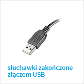 przewodowe słuchawki z mikrofonem zakończone złączem USB